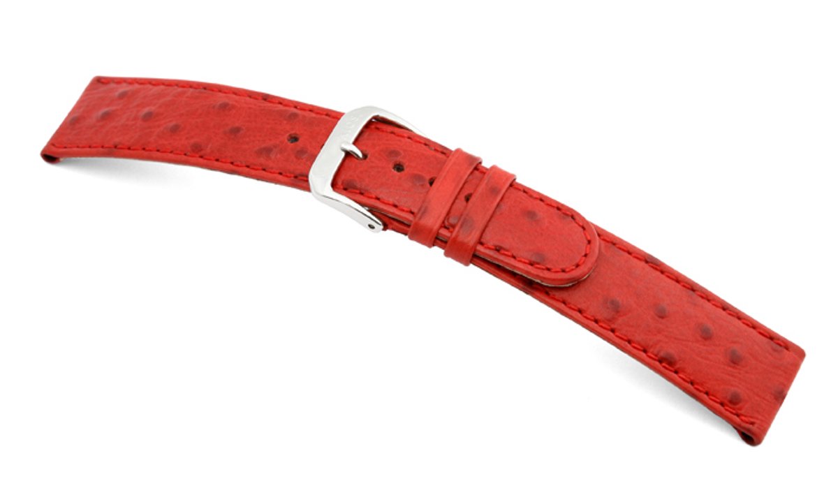 Lederband Dundee 18mm rood met Struisvogelprint