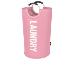 BOTC Wasmand - Waszak - Laundry basket - Wassorteerder - 38x63 cm - waszak vouwbaar - draagbaar wasbox - Roze