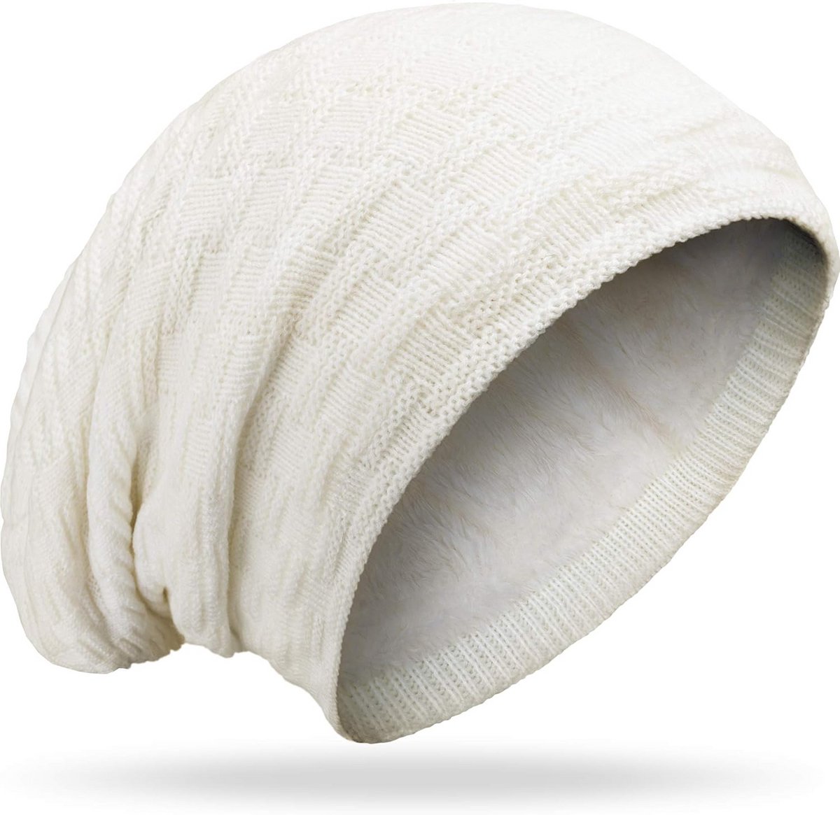 Grof Gebreide Teddyfleece Slouch Beanie