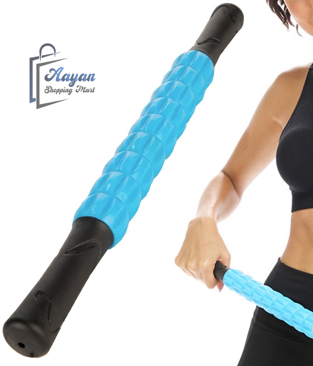 Massage Roller 360° – Voor Rug & Benen – Tegen Spierpijn – Diepe Spiermassage – Spier Massage Roller –Vermindering Spierpijn –Trigger Point – Stick roller –Kramp en Stijfheid – Verkleefde Spieren – Blauw– 56753