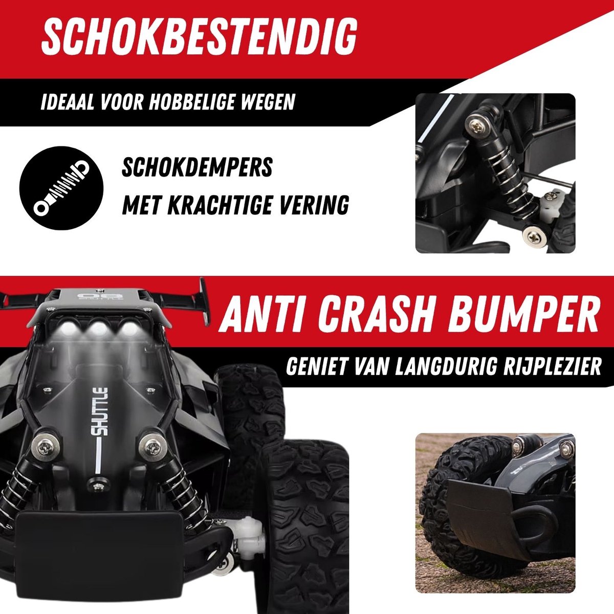 VROEMY Speedracer - Bestuurbare auto offroad voor buiten - 20 km/u — afbeelding 3