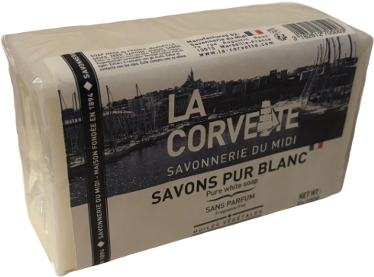 Pure witte zeep - La Corvette - 5 x 100g -100% plantaardig - parfum en kleurstof vrij - natuurlijke zeep