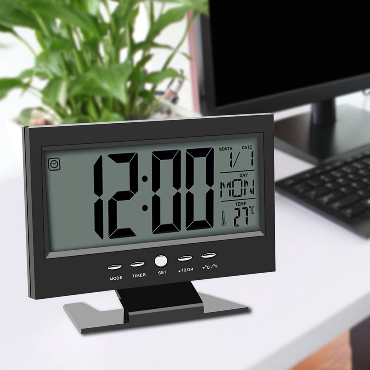 Digitale LCD-wekker met alarmfunctie en temperatuurweergave voor slaapkamer en woonkamer