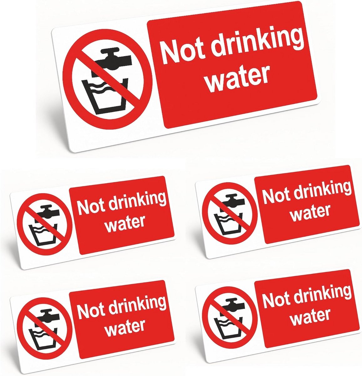 Niet-drinkwaterbord met zelfklevende stickers - UV-bestendig en waterdicht - Veiligheidssignaal voor kantoor en school (5 stuks)