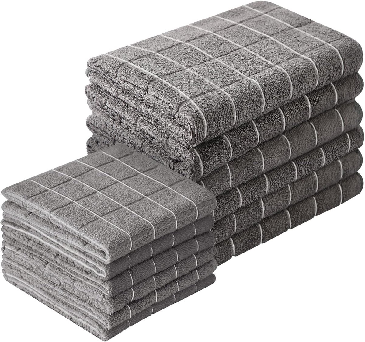 Microvezel Keukendoeken Set van 12 - 18 x 26 en 12 x 12 voor Koken en Afwassen - Grijs