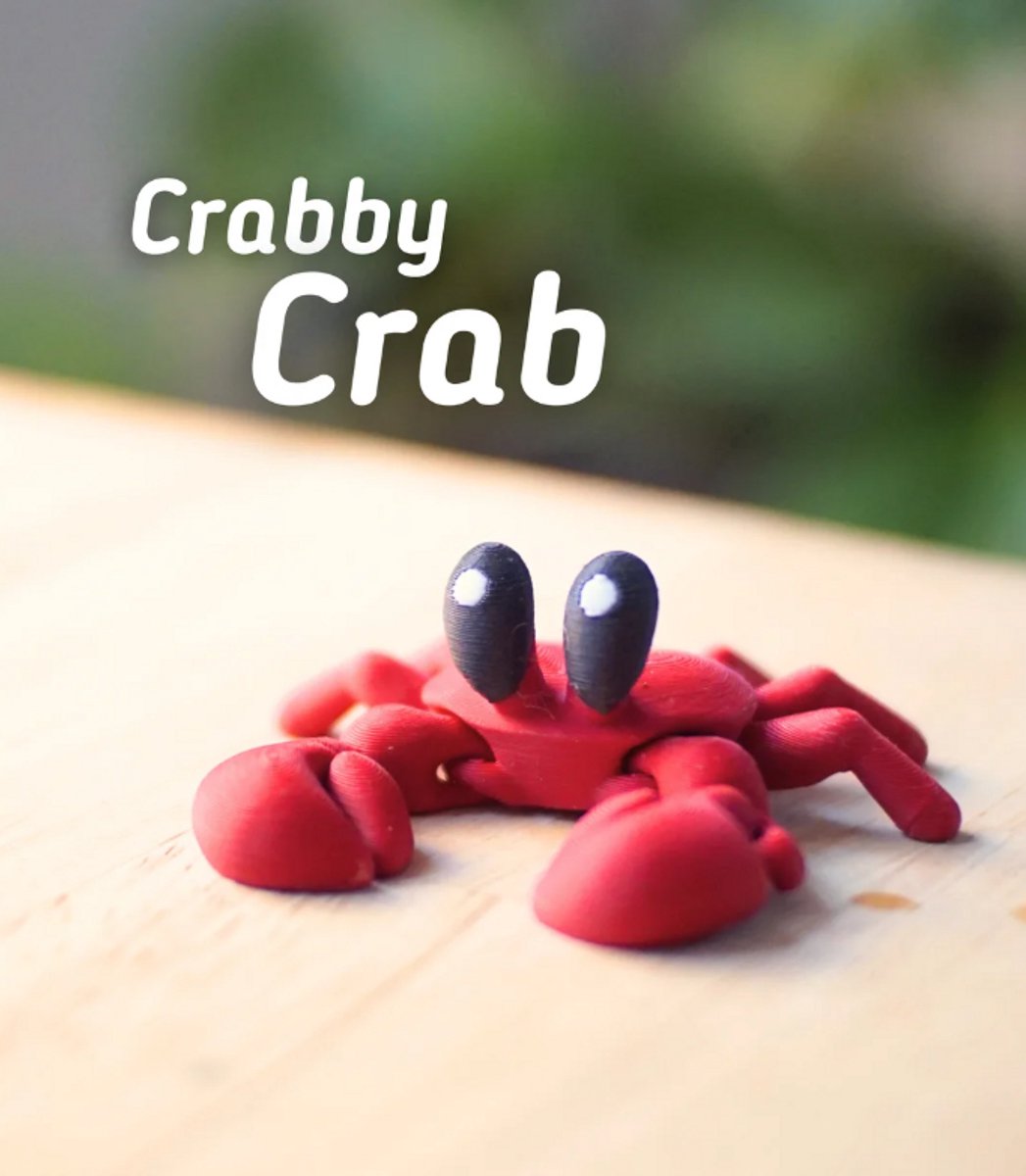 Krabbige Krab 3D Print - Vera's Arts & Dice | Crabby Crab 3D Print - Krab Figuur - Speelgoed - Verzamelobject - Kan Briefjes Vasthouden - Rood Zwart Wit