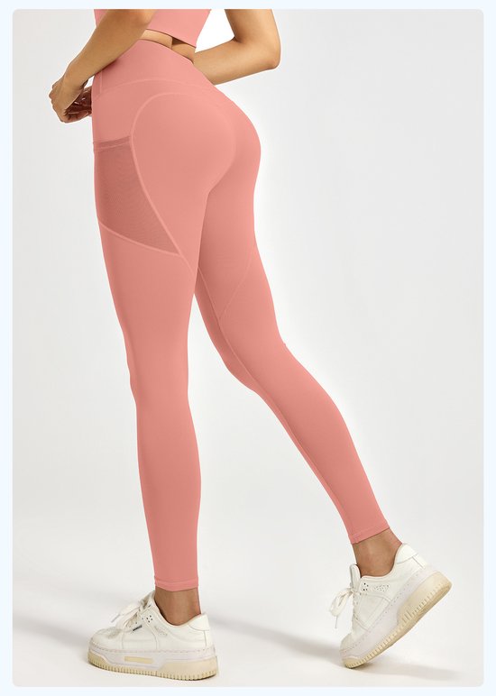 Nauwsluitende sportbroek - Hoogtaille Yoga broek met Zijzakken - Zachte en Rekbare Gemengde Stof,Ademend en Comfortabel - Skinny Fit met Elastische Taille - Geschikt voor Yoga, Fitness, Wandelen en Dagelijks Gebruik(Lichtroze, maat XL) — afbeelding 3