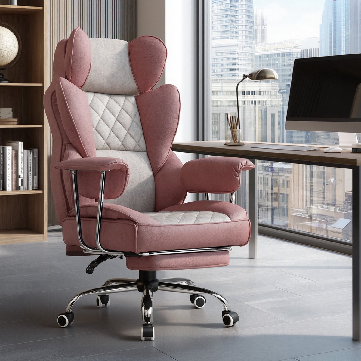 GTPLAYER Ergonomische Gamingstoel met Voetensteun - Roze - afbeelding 2