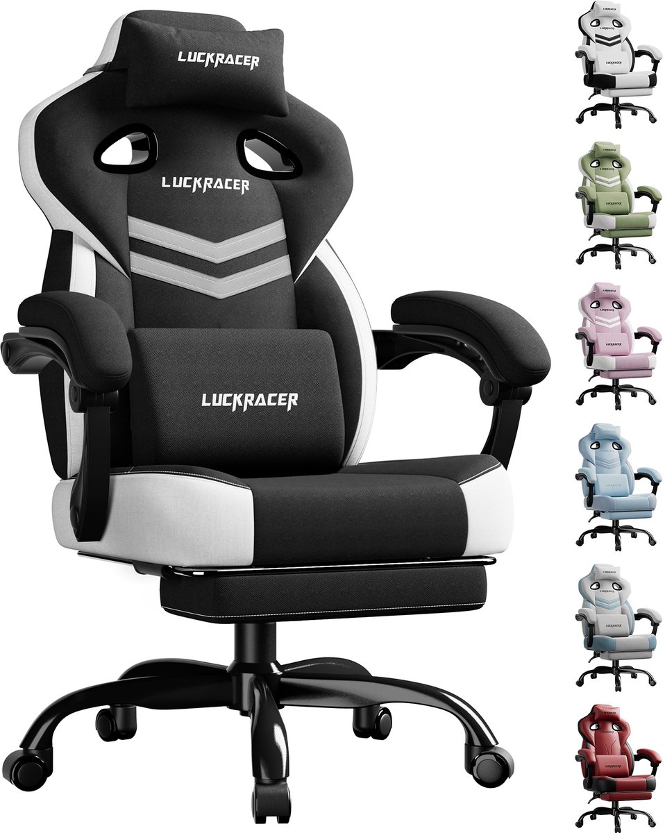 LUCKRACER - Gaming Stoel Bureaustoel - Met Memory Foam en Kantelhoek - Zwart