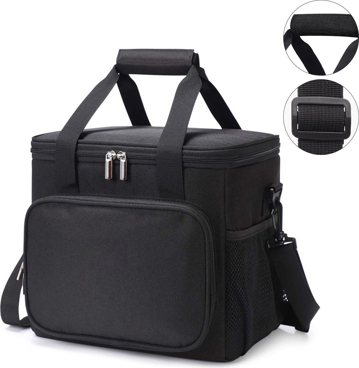 OKWISH Koeltassen - Picknick Koeltas Met Thermische Functie, Grote Koeltas Voor Maaltijden, Lunchtas Geïsoleerd, Oxford Stof, Zwart, 31×19×23 cm