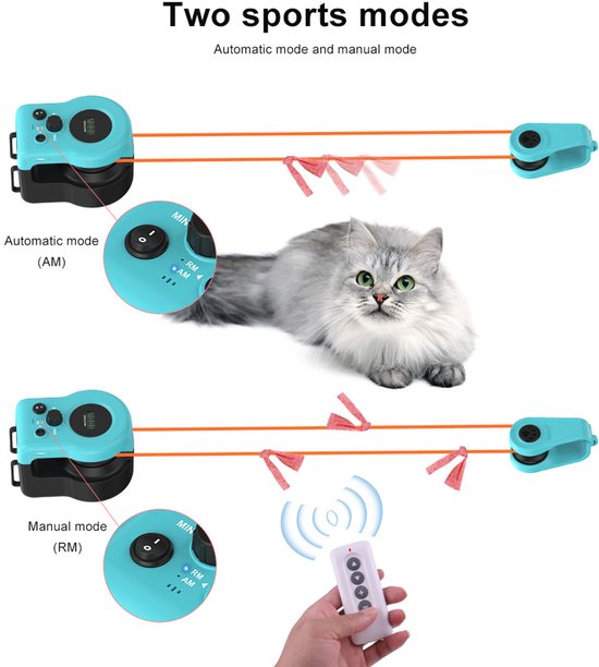 AOKUY Interactief Kattenspeelgoed – Automatisch/afstandsbediening, Verstelbare Snelheid, Muisgeluiden, Voor Binnenkatten