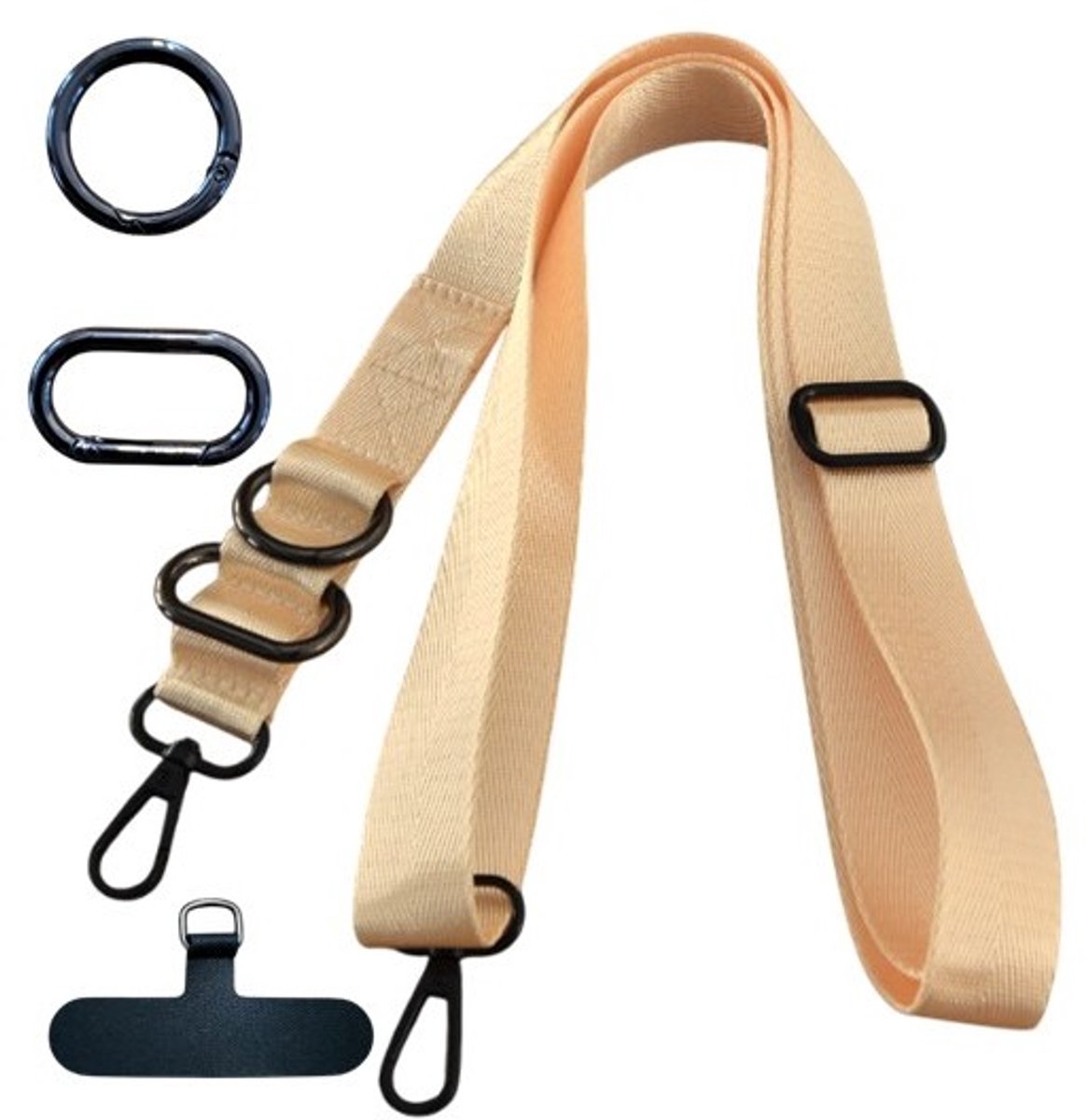 Mj Joys® - Telefoon koord - Telefoonkoord Crossbody - Crossbody Lanyard - Telefoonketting – Telefoon Nekkoord XL - Telefoonkoord Universeel - Phone cord - Telefoonkoorden – Telefoonkoord XL - Verstelbaar tot 160 cm - Champagne