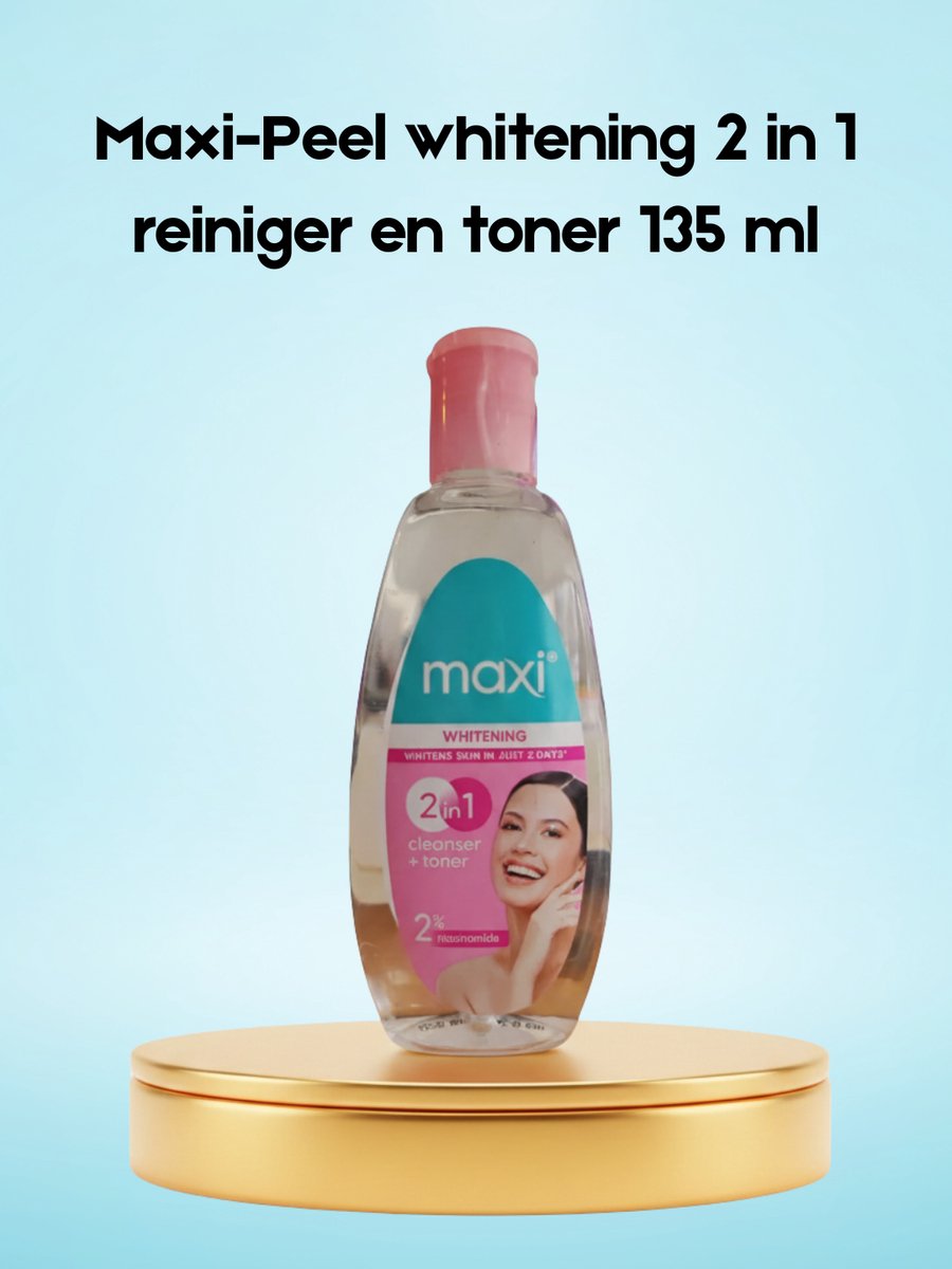 Maxi Peel Whitening 2-in-1 Cleanser & Toner – 135 ml – Verhelderende & Reinigende Huidverzorging – Verwijdert Onzuiverheden, Egaliseert de Huidtint & Hydrateert – Voor een Gladde, Stralende & Gezonde Huid