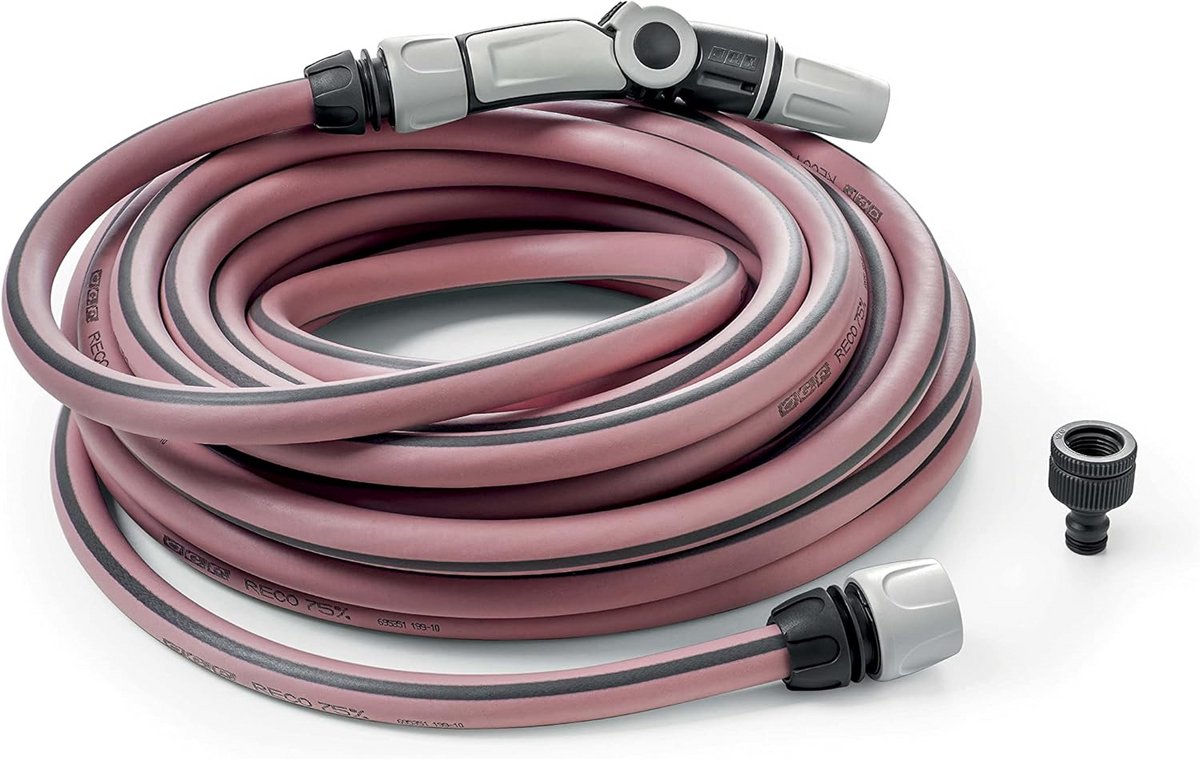 Tuinslang 15 Meter PVC - Set met Sproeikop en Koppelingen - Gemaakt van Gerecycled Materiaal