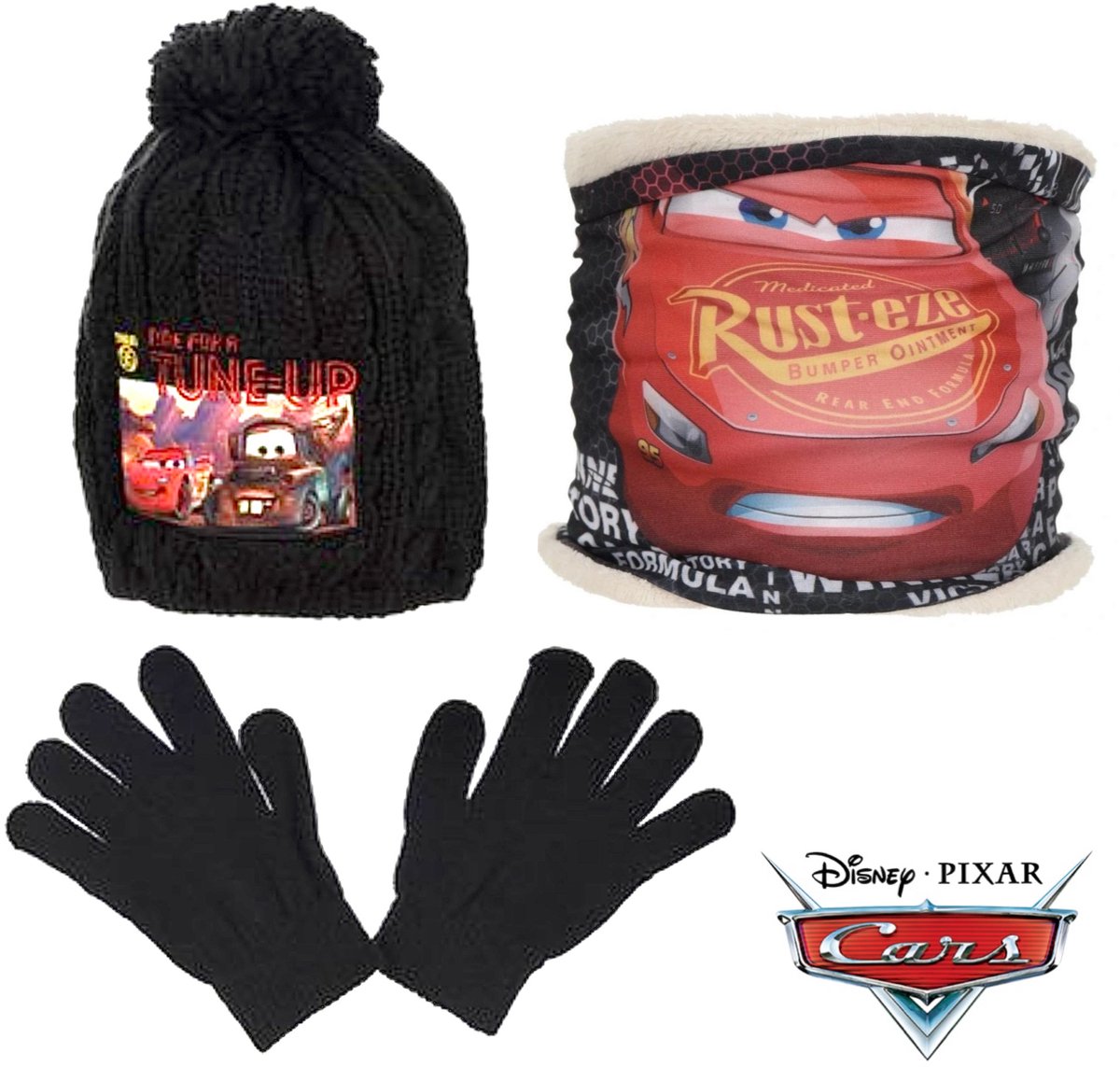 Disney Cars Set - Winterset - Muts + Col + Handschoenen - Zwart - Maat 52 cm (± 2-4 jaar)