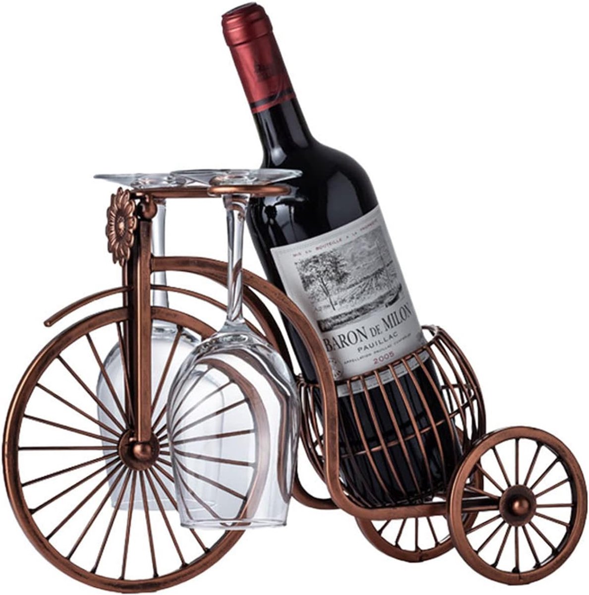 Wijnrek - Vintage Wijnrek in de Vorm Van Een Fiets - Kan Ook Gebruikt Worden Als Wijnglazenstandaard - Wijnkast Voor Thuis - Bureaudecoratie - Wijnglazenhouder