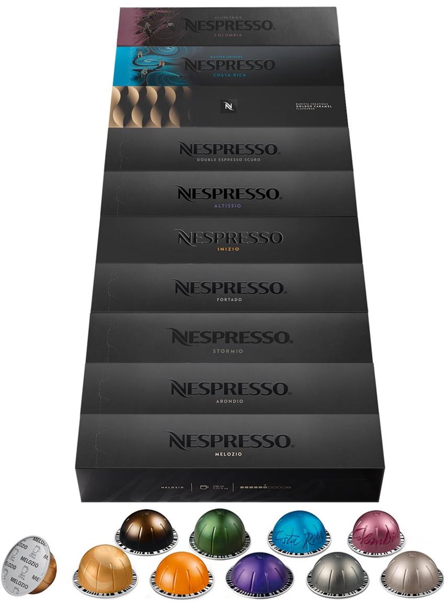 Lot De 5 Boîtes De Capsules Nespresso Vertuo - Noir Et Violet - Neuves