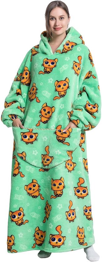 Winter Warme Fleece Hoodie Gewaad voor Dames 140cm Oversized Deken met Mouwen Fleece Warme Hoodies Sweatshirts Giant TV Deken Dames Hoody Gewaad kopen vanaf een prijs van 26