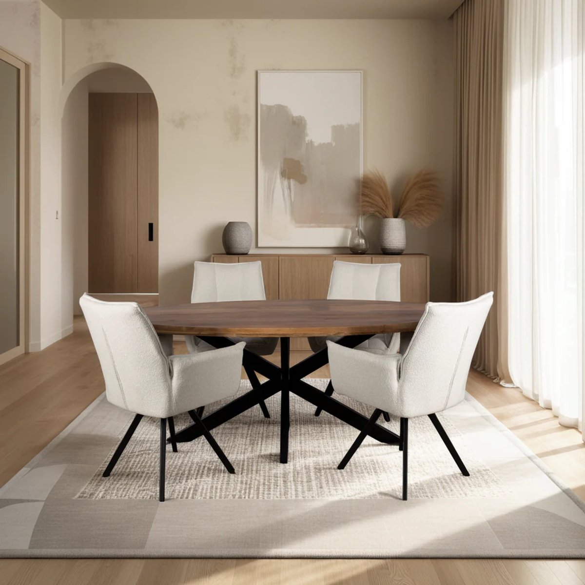 Ovale eettafel - 190 cm - Naturel - Mangohout - dutch