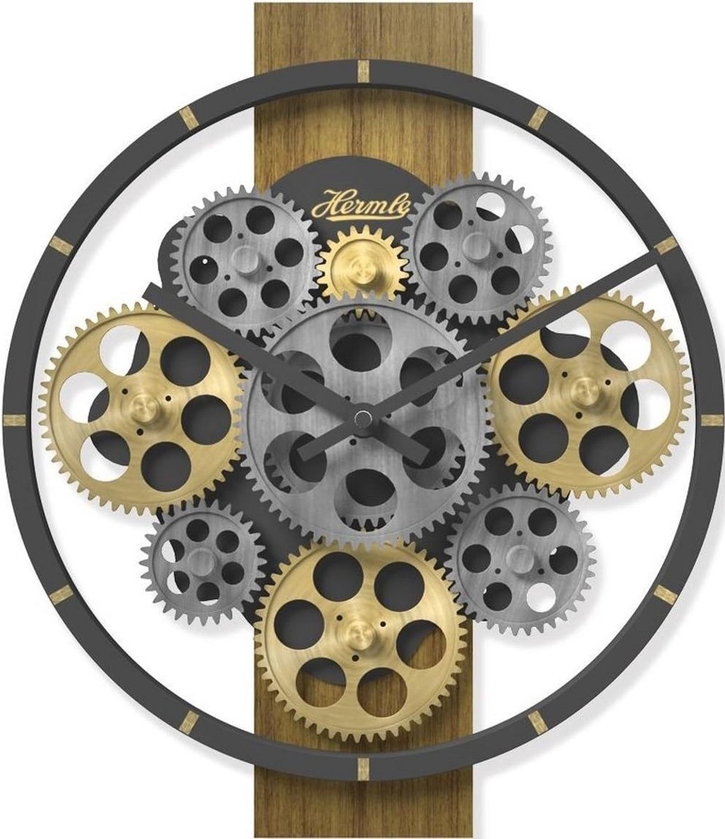 Grote Wandklok met Zichtbare, Draaiende Tandwielen - Multicolor - Ø30 cm