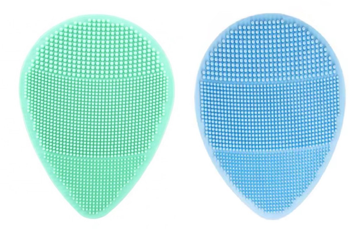 2 Stuks - Siliconen Gezichtsborstels - Gezichtsreinigers - Gezichtsreinigingsborstel - Gezichtsspons - Make up reinigersborstel – Massage borstels - Groen en Blauw - Exfoliator met Zuignap & Handvat