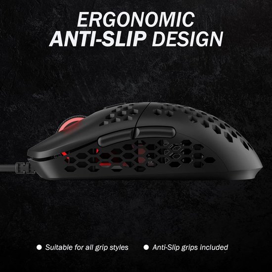 Ultra Lichte Gaming Muis met Honingraat Shell - 63g, Programmeerbare Knoppen en RGB Verlichting — afbeelding 2