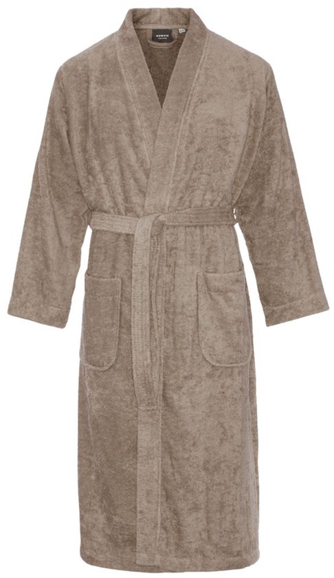 Kimono badstof katoen – lang model – unisex – badjas dames – badjas heren – 100% katoen - sauna - taupe - 2XL/3XL