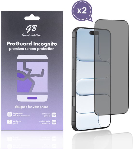 GB ProGuard Incognito Privacy Screenprotector pour iPhone Air – 2 Stuks – Gehard Glas – Volledige Dekking – Anti-Gluren