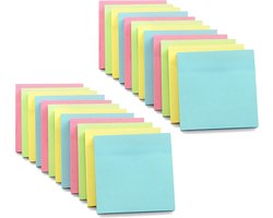 24 Pak Pastel Post-it Notes Zelfklevende Herinneringen | Geel, Roze, Blauw & Groen | 100 Vellen per Bloc 76x76mm