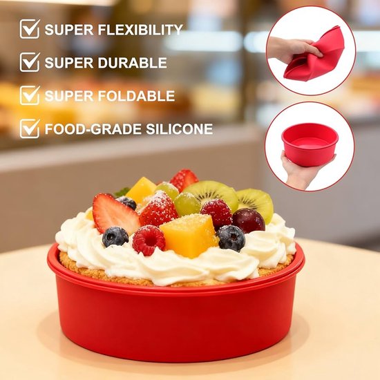 ionEgg 2 stuks 14 cm ronde siliconen cakevormen om te bakken, anti-aanbaklaag en snelsluiting voor gelaagde taarten, cheesecakes, regenboogtaarten en chocoladetaarten