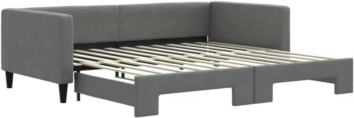 Sofa Bed Uitschuifbaar met Trundle Bed Functie 100x200 cm Stof Donkergrijs