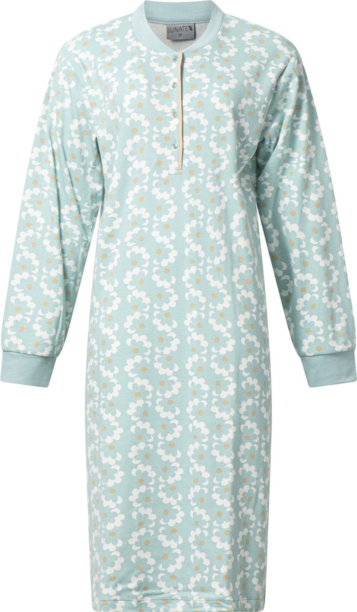 Lunatex warm dames nachthemd 224186 - aangeruwd interlock - groen