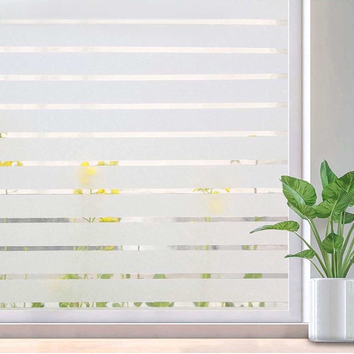 Simple Fix Raamfolie - 60x200cm - Zonwerend - Anti Inkijk - Statisch - Plakfolie Zelfklevend en Isolerend - HR++ folie - Gestreept