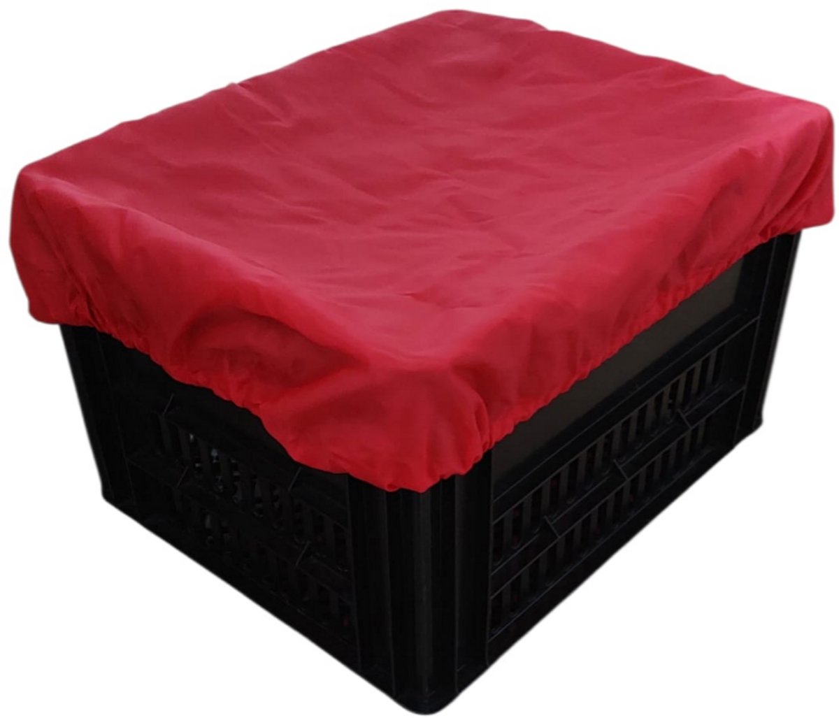 Rieba® Hoes Fietskrat - Crate Cover - Krathoes Fietsmand - Afdekhoes -Waterafstotend - Polyester - Elastisch - Eenvoudige Montage - 45cm x 35cm - Rood