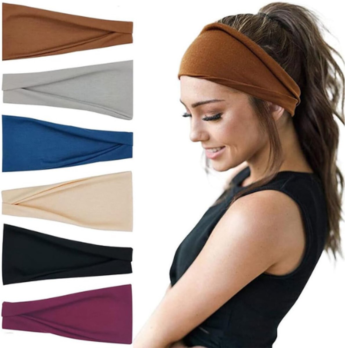 6 stuks Vrouwen Haarbanden Set – Zachte & Elastische Haarband Dames – 6 kleuren mix – Comfortabele Hoofdband voor Make-up, Skincare & Dagelijks Gebruik – 23×10 cm