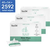 Naïf - XXL Plasticvrije Water Billendoekjes - 2.592 doekjes (48 stuks x 54 doekjes)