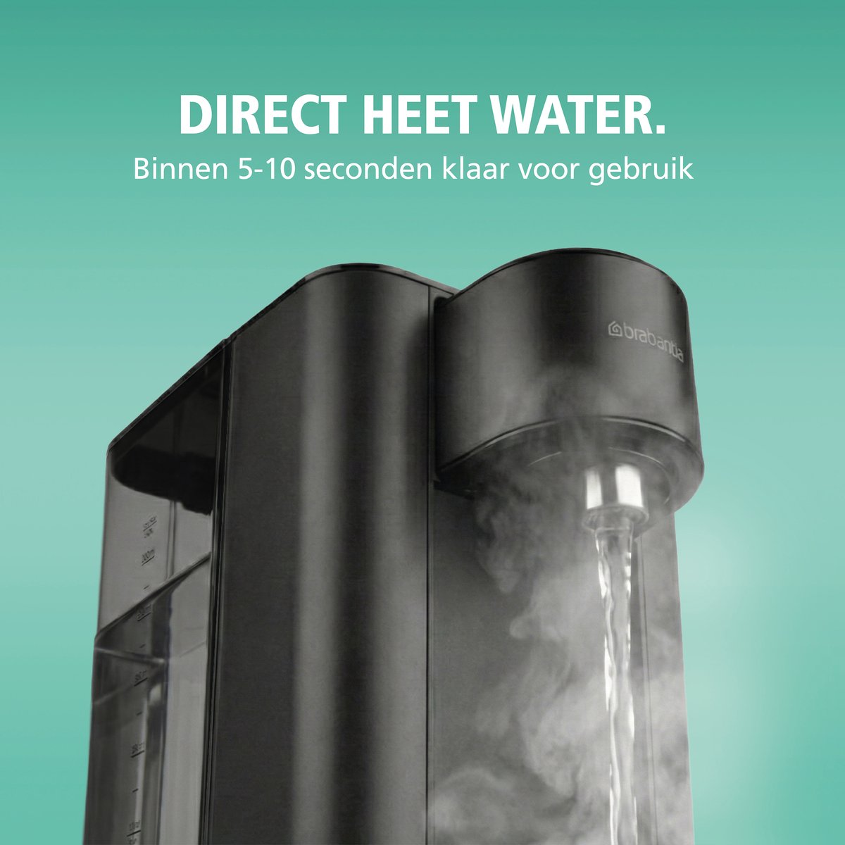 Brabantia Heetwaterdispenser - 2.5 Liter Reservoir - 100℃ - Afneembare Watertank - Instant Waterkoker - Zwart - BBEK1103 — afbeelding 4