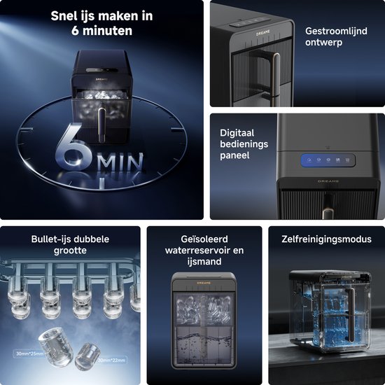 Dreame Aura Bullet IJsmachine - IB-50 - IJskoud Genot in 6 Minuten - Zelfreinigend van Merkloos — afbeelding 4