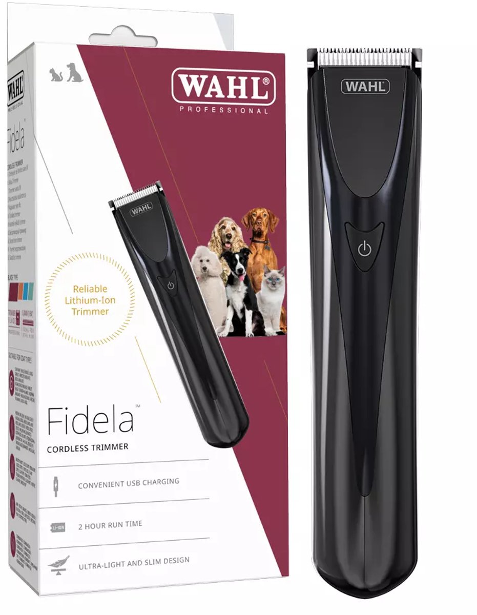 WAHL Draadloze Trimmer - Hondentondeuse - Oplaadbare Trimmer met Opzetkammen - Geschikt voor Hond en Kat - Fidela