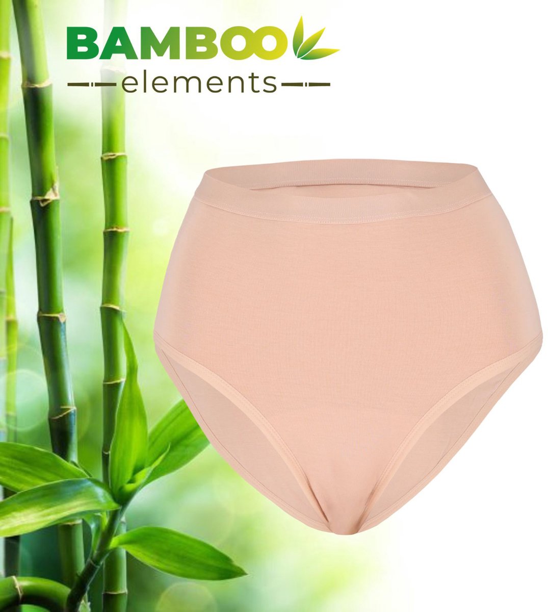 Bamboo Elements - Menstruatie Ondergoed - High Waist Brief - Nude - Period Underwear - Menstruatieslip - Menstruatie Onderbroekje - Ondergoed Dames Slips