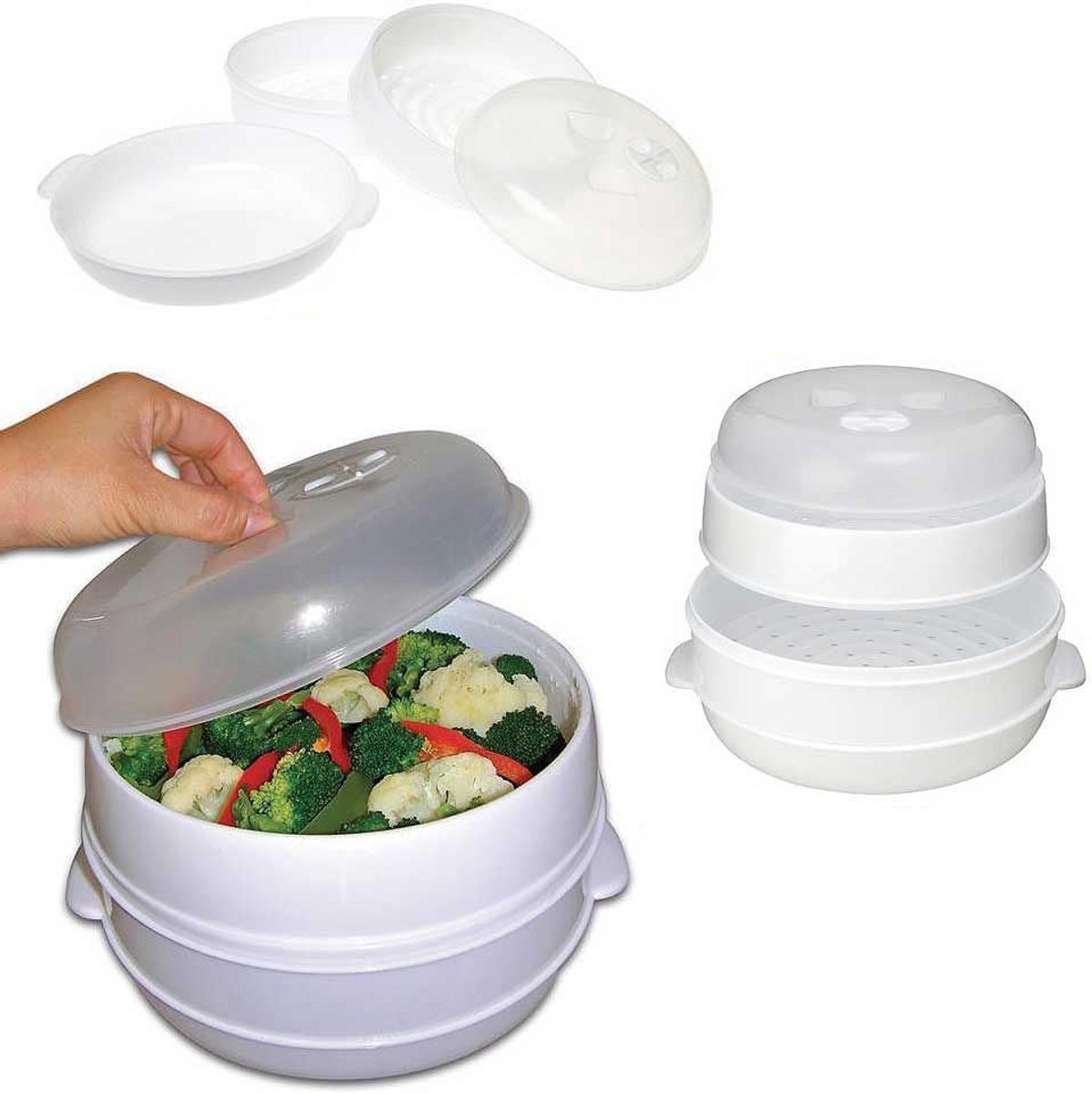 2-Laags Magnetron Stoompan voor Groenten - Gezond Koken & Snel Bereiden