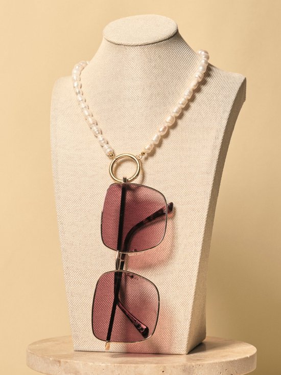 Chaîne de perles pour femmes blanc-or – véritables perles d'eau douce – accessoire collier de luxe | Cordons Sunny