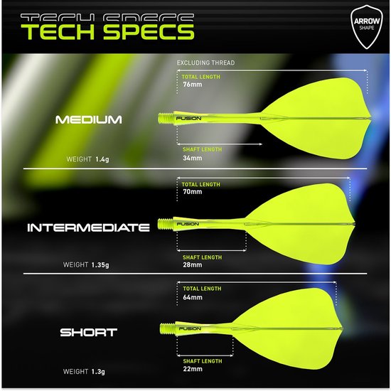 Winmau Fusion Arrow Neon Yellow - Dart Flights van Merkloos — afbeelding 4