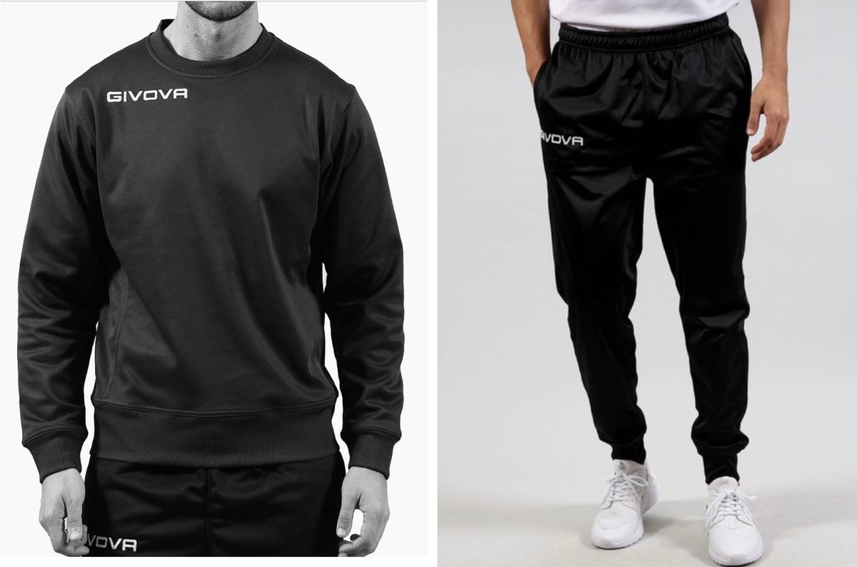 Trainingspak/Sport set (Trainingsbroek + Sweater/Trui), Givova, Zwart, Maat S/M