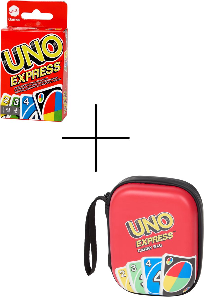 UNO Express Kaartspel + Reisetui | Compleet Kaartspel als Cadeau voor Kinderen & Volwassenen | 2‑4 Spelers | Handige Travel Set