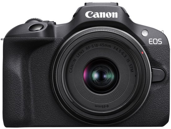 Canon EOS R100 + RF-S 18-45 IS STM + RF 75-300 - Systeemcamera - Foto en Video - Compact formaat - Creative assist - Inclusief standaard zoomlens + telezoomlens