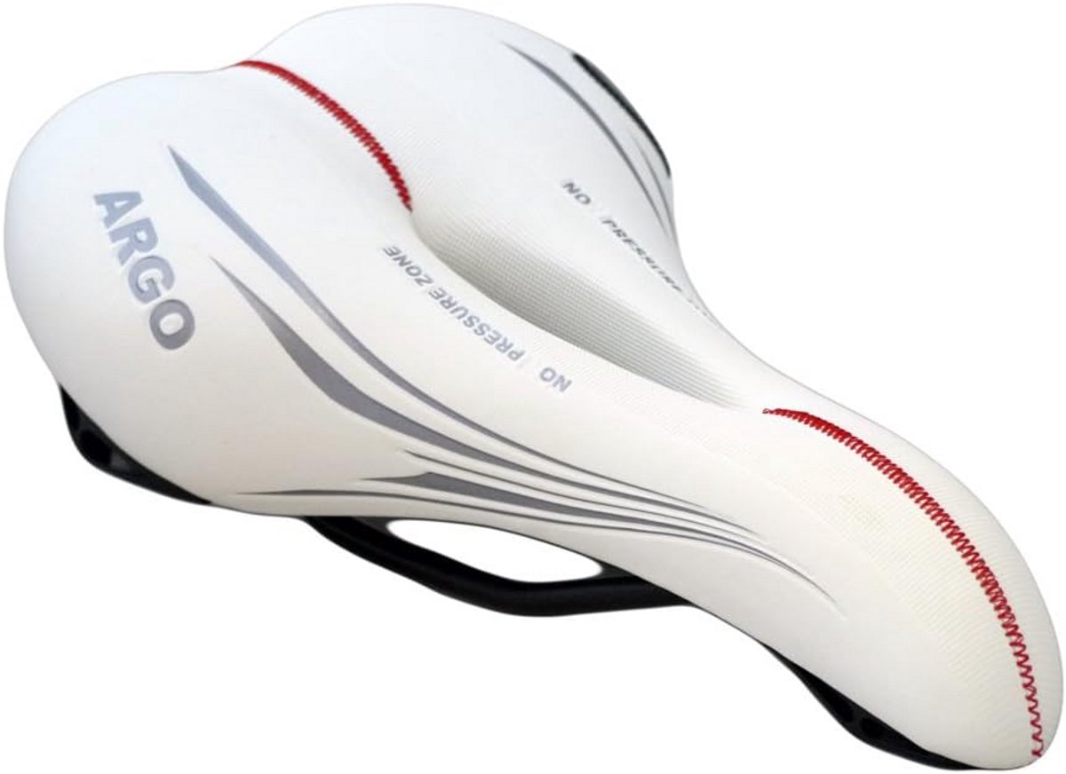 Comfortabel Fietszadel Leer Wit voor Mountainbike Stadsfiets Trekking - Unisex