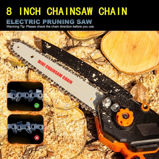 3x Mini Kettingzaag Ketting 8 Inch - Vervangingsketting 1/4" LP Pitch, 48 Schakels, Slijtvast Staal — afbeelding 3