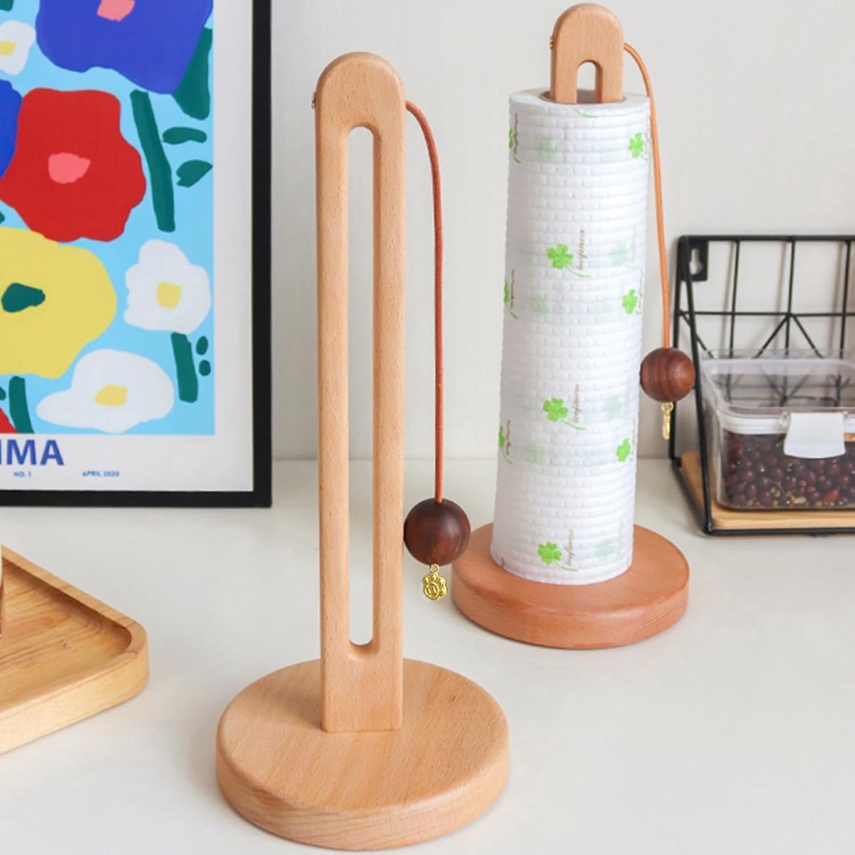 Stunq® Keukenrolhouder - staand - hout - voor standaard en grote rollen