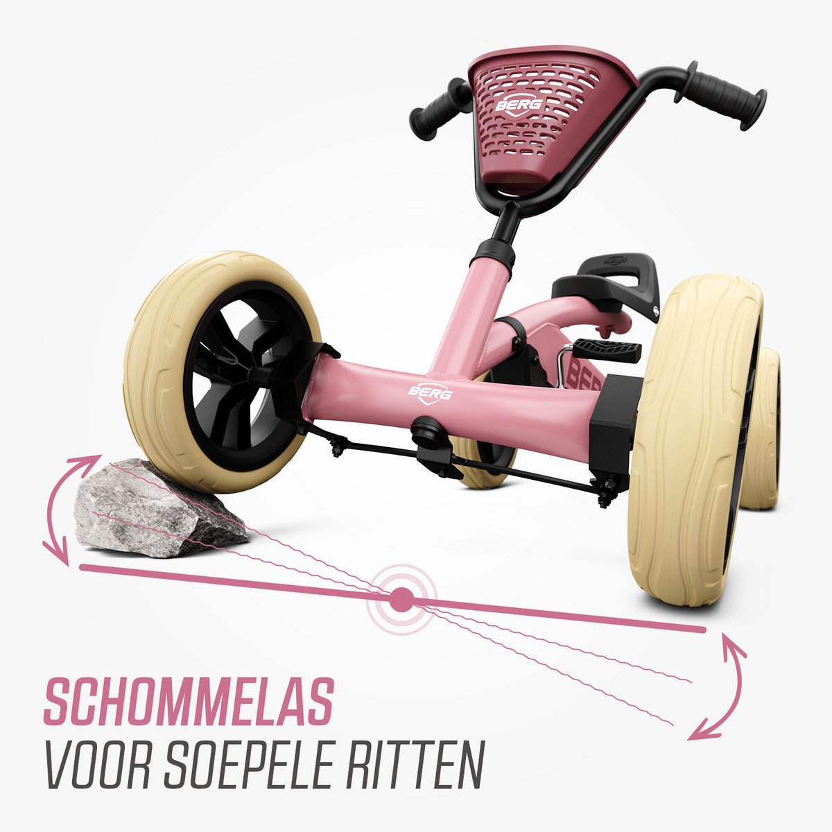 BERG Buzzy Pink Skelter - 2+ jaar - Verstelbare Stoel - Anti-lek EVA banden - Veilige en Stabiele Wegligging - Roze — afbeelding 3